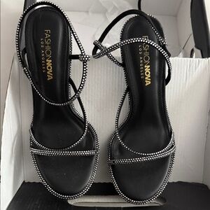 Fashion Nova Black Rhinestone Heels